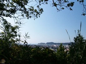 裏山には眺望のよい箇所もある。この景色は衣張山で見た景色に少し近いか。案内図には「富士見台」と書かれていたので、空気が澄んでいれば富士山を望むことができるのかもしれない。