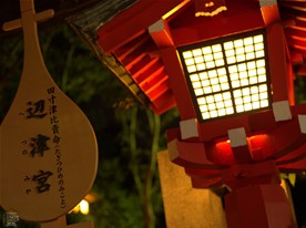 江島神社の境内もライトアップ。