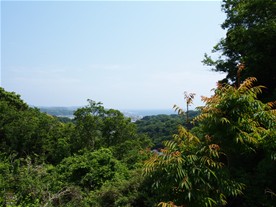 [10]葛原岡・大仏ハイキングコースで見晴らしが良い場所の一つ。鎌倉の海が見える。葛原岡・大仏ハイキングコースは天園コースと比べると展望の良いポイントが少ない。