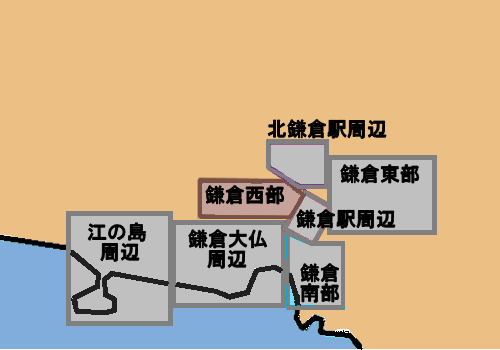 鎌倉西部の観光マップ